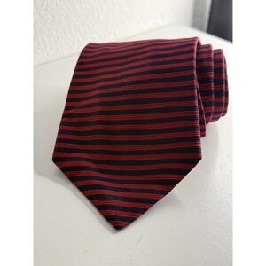 VTG Brooks Brothers Mens NECK Red Blue Tie Silk With Stripes